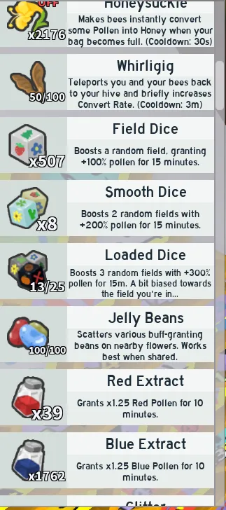 RBL3021 Bee Swarm Simulator 50 Bees 19-20 Level Hive Tide Popper Magic Bean Festive Bean Cloud Vial Night Bell Ant Pass Robo Pass Sunflower (G)